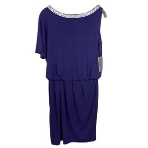 Donna Ricco Purple One Sleeve Dress Size 6 NWT